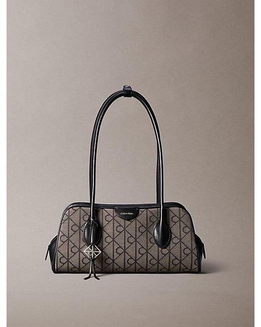 Calvin Klein Gray Emblem Jacquard Shoulder Bag