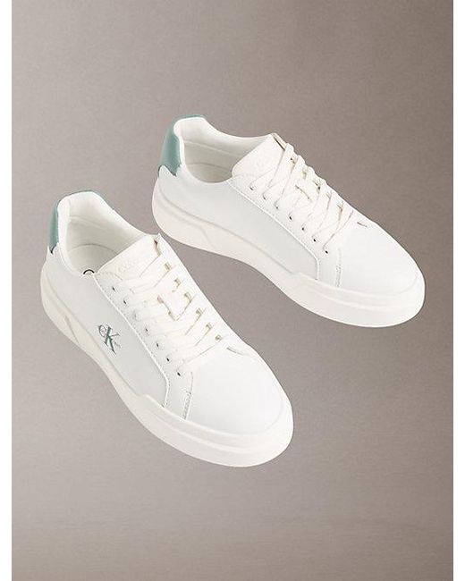 Calvin Klein Gray Leather Durable Traction Chunky Trainers