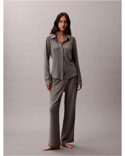 Calvin Klein Brown Brushed Interlock Pants