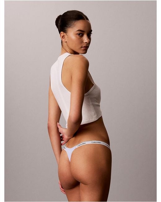 Calvin Klein Gray Icon Logo Dipped String Thong