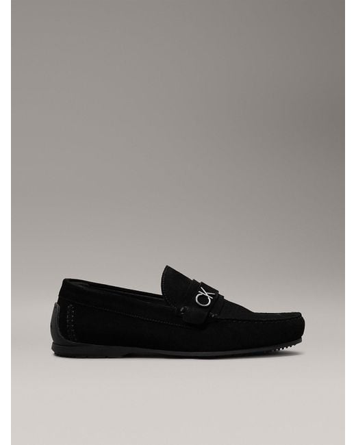 Calvin Klein Gray Leather Loafers for men