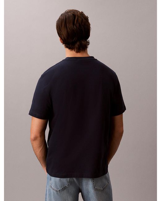 Calvin Klein Blue Relaxed Embossed Logo T-Shirt for men