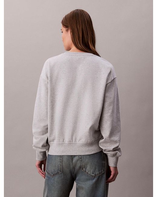 Calvin Klein Gray Relaxed Monogram Fleece Sweatshirt