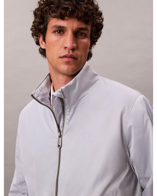 Calvin Klein Gray Padded Zip Mock Neck Jacket for men