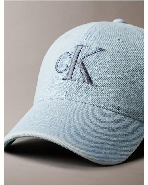 Calvin Klein White Denim Monogram Cap for men