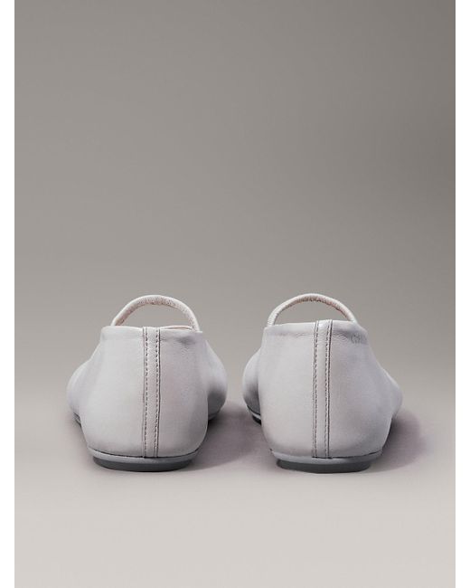 Calvin Klein Gray Pearlised Leather Ballerinas