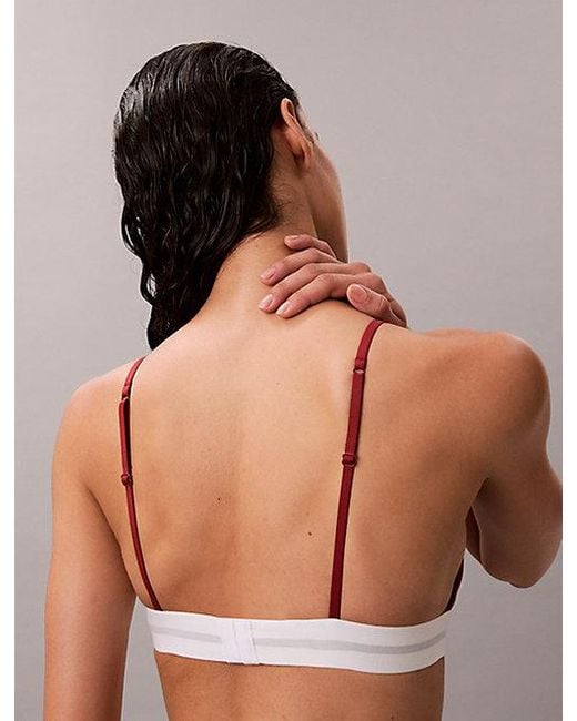 Calvin Klein Red Unlined Triangle Bralette Cotton Modal Stretch Rib