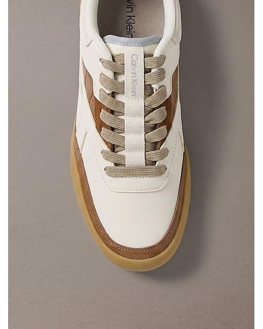 Calvin Klein Brown Ck Kayla Croc Effect Runner Trainers