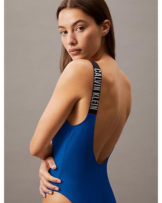 Calvin Klein Blue Low Back Swimsuit Intense Power