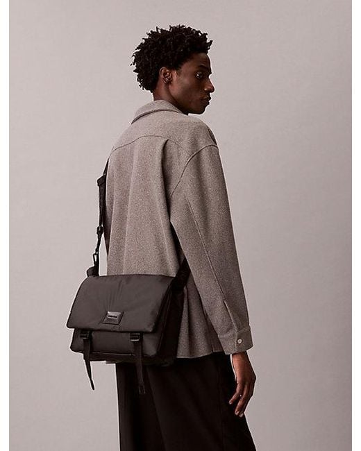 Calvin Klein Gray Puffer Utility Messenger Bag for men