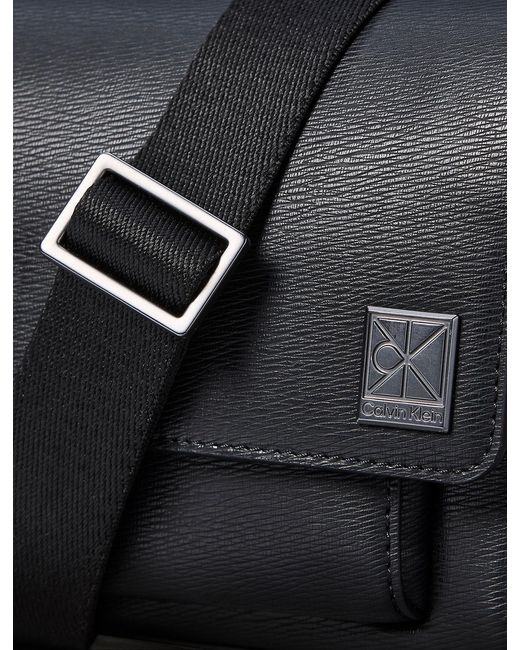 Calvin Klein Gray Small Saffiano Emblem Messenger Bag for men