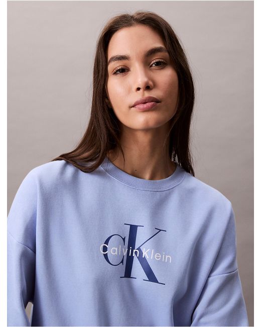 Calvin Klein Blue Calvin Klein Fleece Monogram Logo Relaxed Sweatshirt