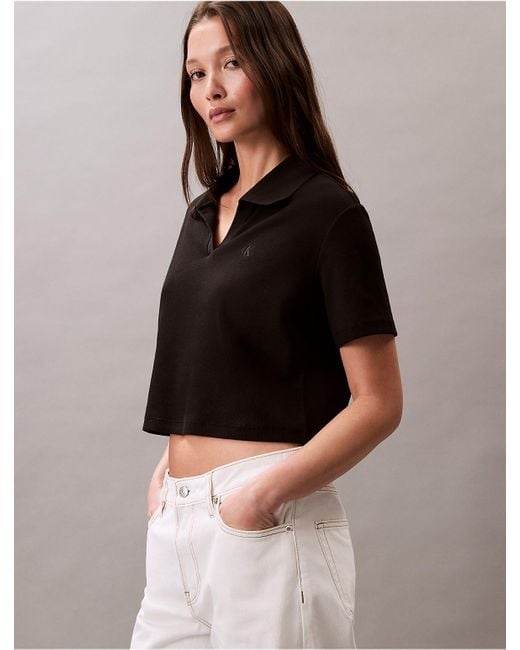 Calvin Klein Black Calvin Klein Cotton Contour Rib Polo Tee