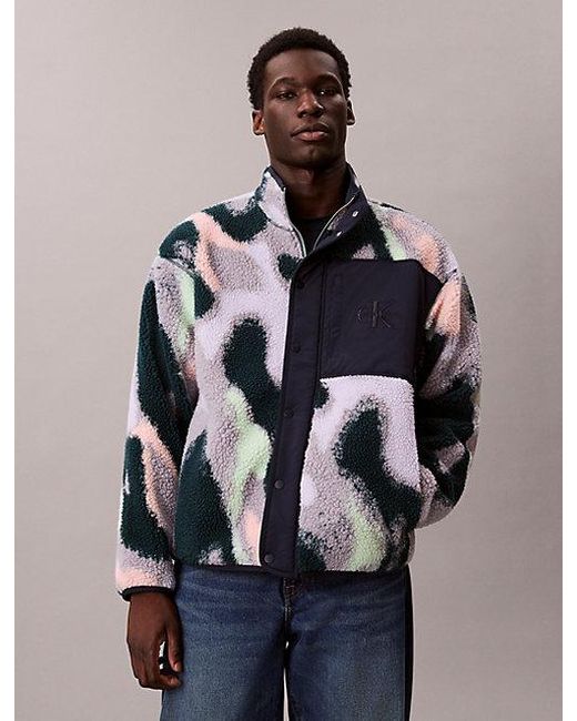 Calvin Klein Blue Jeans Relaxed Sherpa Fleece Jacket for men