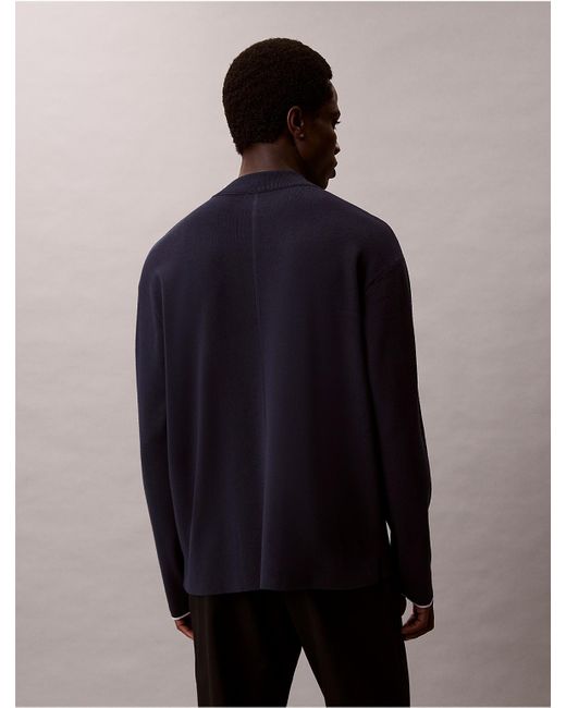 Calvin Klein Black Tech Knit Mock Neck Sweater for men