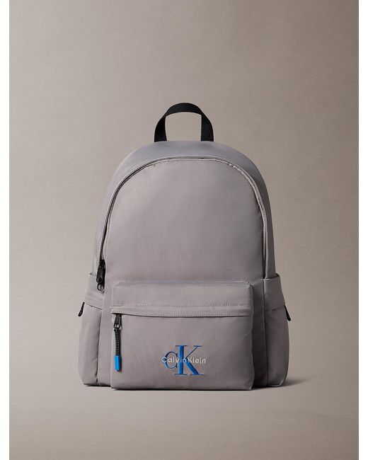 Calvin Klein Gray Nylon Monologo Round Backpack for men