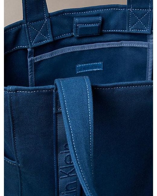 Calvin Klein Blue Canvas Jacquard Logo Tote Bag