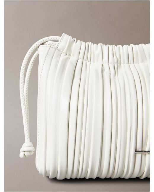 Calvin Klein Gray Calvin Klein Plisse Drawstring Crossbody Bag