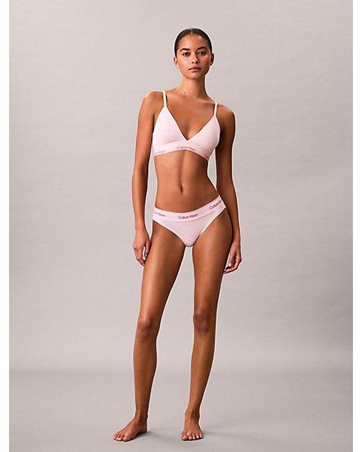 Calvin Klein Natural Lightly Lined Triangle Bralette Icon Cotton Modal
