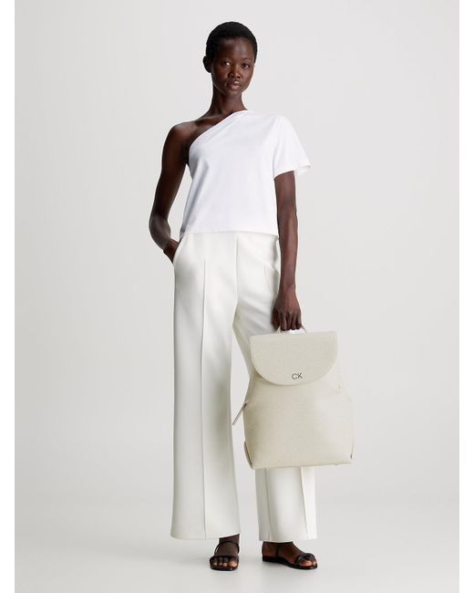 Sac à dos à rabat avec logo Calvin Klein en coloris White