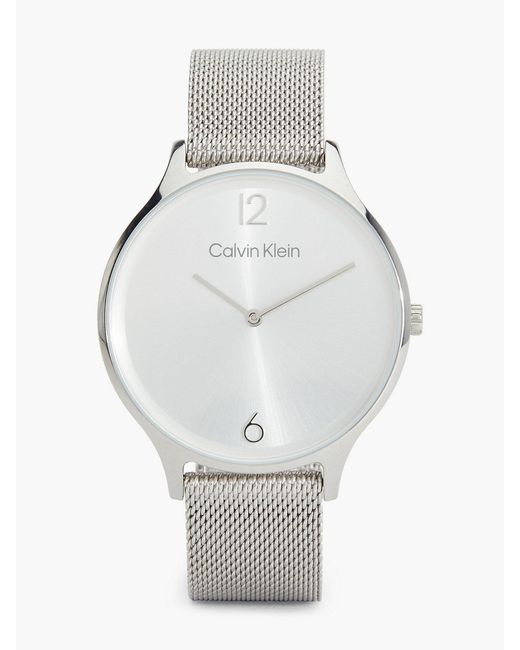Calvin Klein Gray Minimalistic Dial Mesh Bracelet Watch