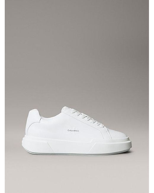 Calvin Klein White Leather Durable Traction Chunky Trainers