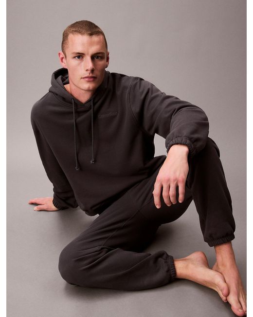 Calvin Klein Brown Cotton Terry Blend Lounge Joggers for men