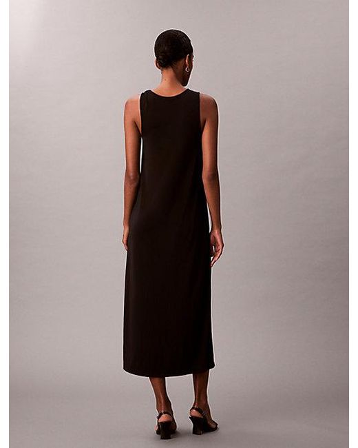 Calvin Klein Brown Refined Jersey Hardware Sleeveless Dress