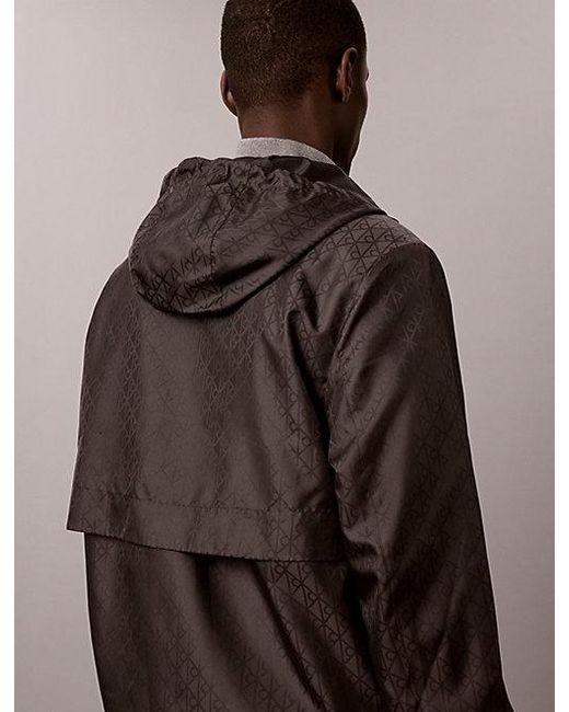 Calvin Klein Black Jeans All Over Logo Windbreaker Jacket for men
