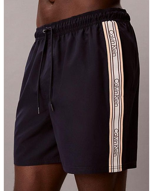 Calvin Klein Brown Medium Drawstring Swim Shorts Ck Icon for men