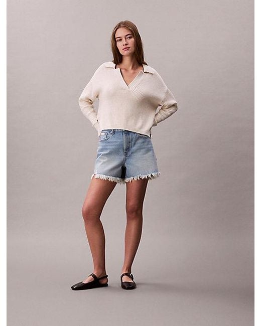 Calvin Klein Multicolor Jeans 90S Relaxed Frayed Denim Shorts