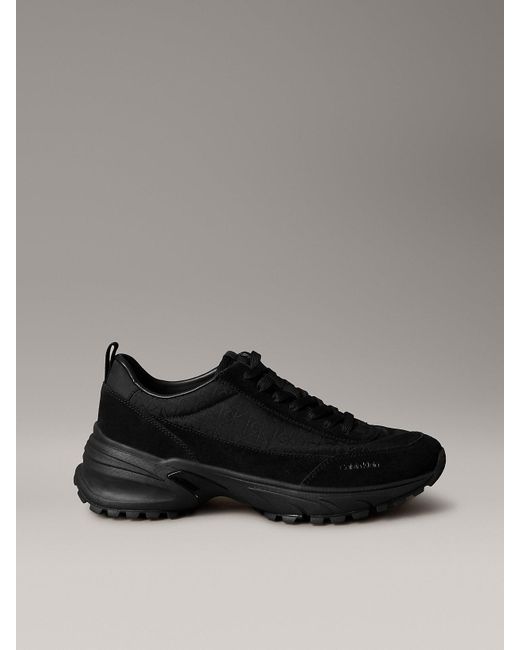 Calvin Klein Black Suede And Emblem Logo Nylon Trainers for men