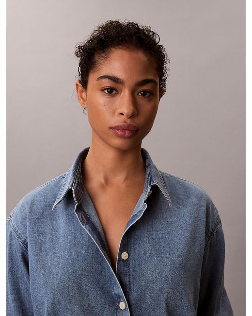 Calvin Klein Blue Oversized Denim Shirt