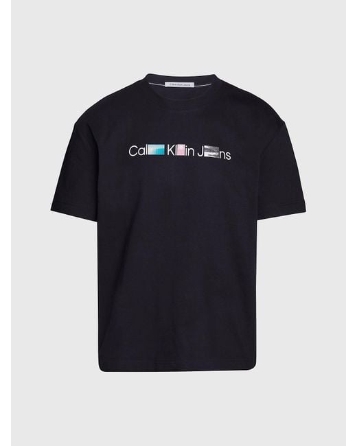 T-shirt avec logo et imprimé photo Calvin Klein pour homme en coloris Blue