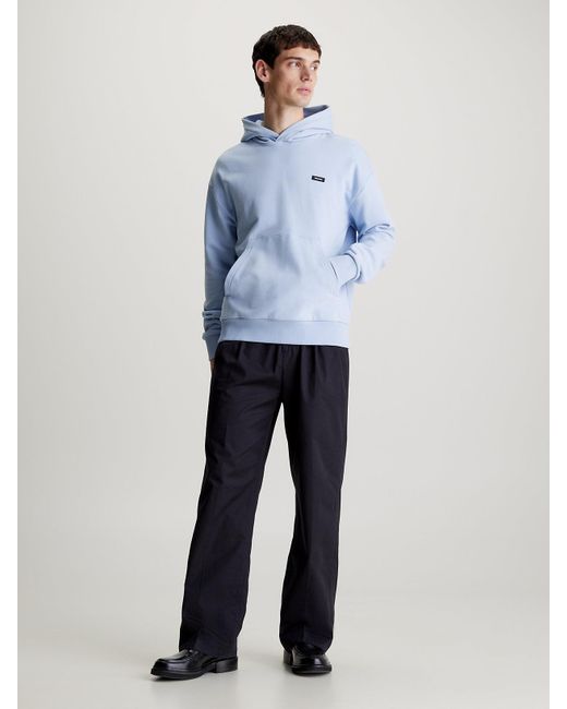 Sweat-shirt à capuche en tissu éponge de coton Calvin Klein pour homme en coloris Blue