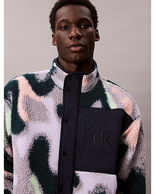 Calvin Klein Blue Jeans Relaxed Sherpa Fleece Jacket for men