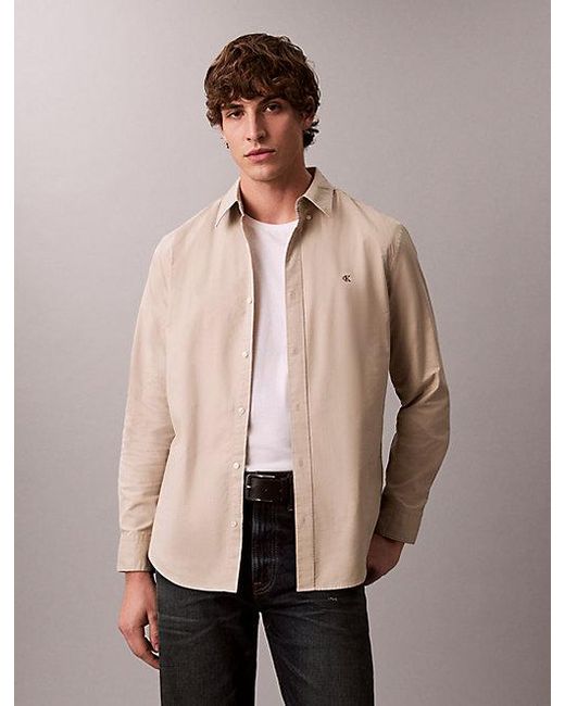 Calvin Klein Natural Jeans Oxford Cotton Button Down Shirt for men