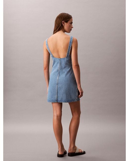 Mini-Robe À Encolure Dégagée En Jean Calvin Klein en coloris Blue