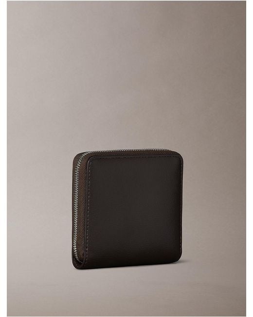 Calvin Klein Brown Allover Monogram Square Zip Wallet