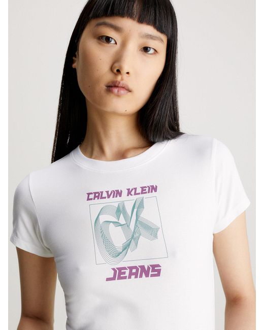 Calvin Klein Blue Slim Cotton Logo T-shirt