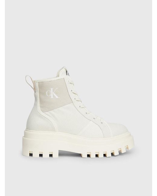 Calvin Klein Natural Canvas Platform Boots