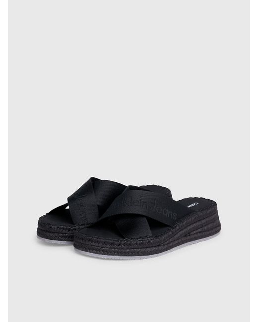 Calvin Klein Black Espadrille Wedge Sandals