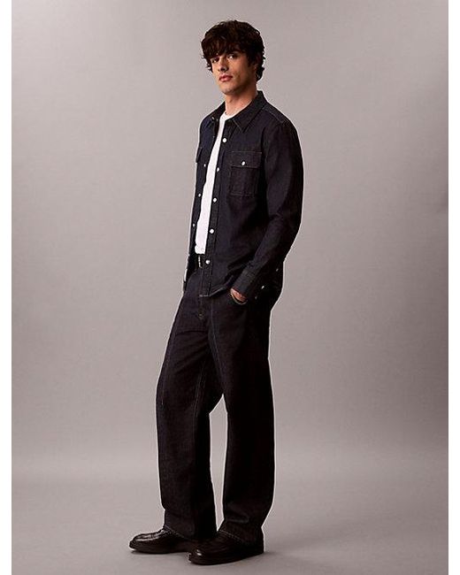 Calvin Klein Black Jeans Western Denim Shirt for men
