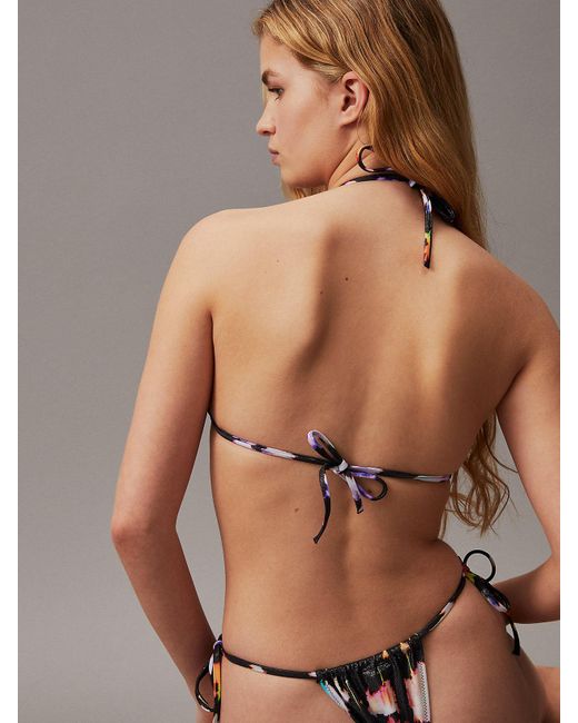 Calvin Klein Brown Triangle Bikini Top - Ck Monogram Foil