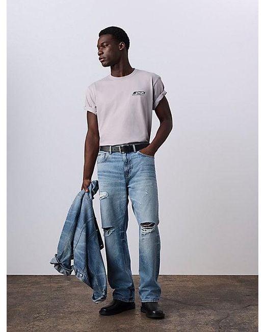 Calvin Klein Purple Jung Kook For Logo Badge Relaxed T-Shirt for men