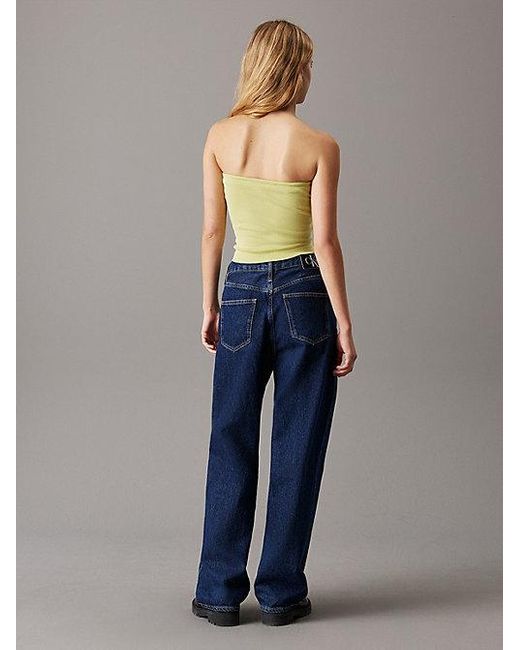 Calvin Klein Blue Trägerloses Top Aus Gerippter Baumwolle