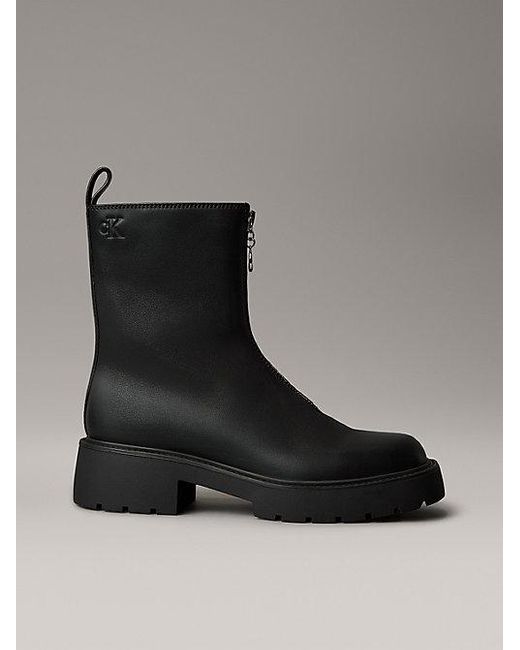 Botines chunky de piel con cremallera Calvin Klein de color Black