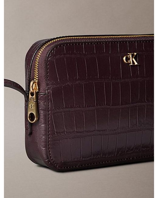 Calvin Klein Brown Crossbody Camera Bag Mit Kroko-Effekt