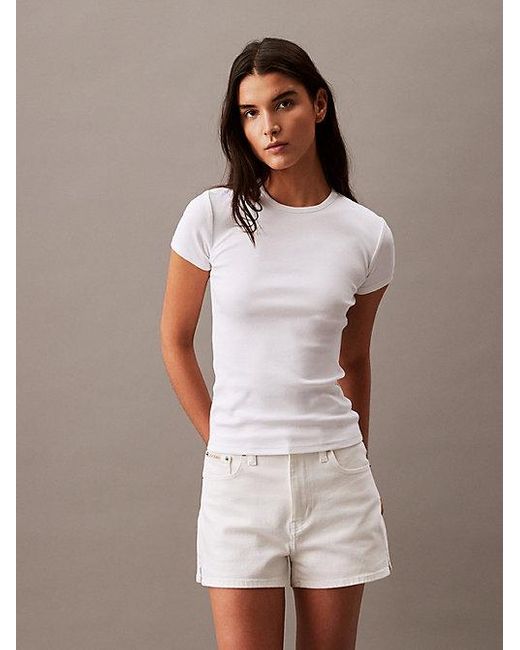 Calvin Klein Brown T-Shirt aus Baumwolle mit konturierten Rippen