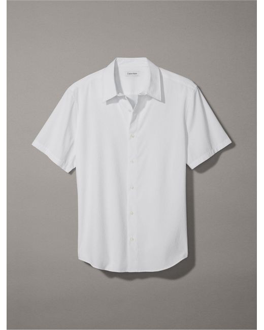 Calvin Klein White Seersucker Classic Button-down Shirt for men